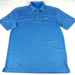Masters Tech Shirt Mens Medium Polo Golf Augusta National Short Sleeve Blue Flag
